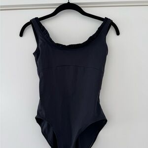 AINSLIEWEAR Black Leotard with Ruffle